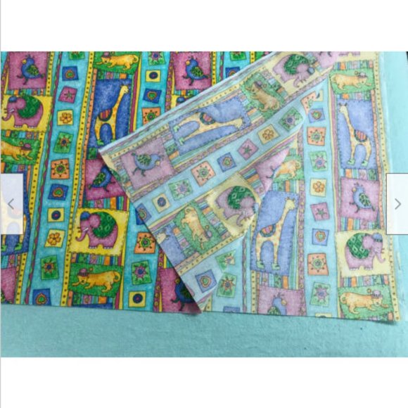 Wild Animal 37x44 Fabric Panel Jewel Colors Safari Theme Lion Giraffe Elephant - Picture 2 of 4